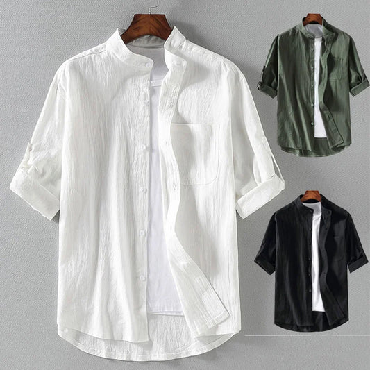 Men's Spring/Summer Stand Collar Shirt