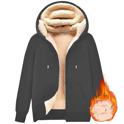 Unisex Plush Zipper Hoodie Jacket