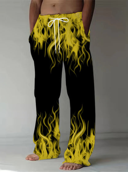 Men's Retro Flame Print Pants